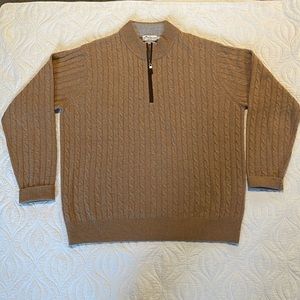 EUC XL Peter Millar Tan Cashmere blend 1/4 zip sweater